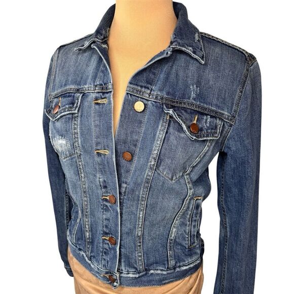 Gap 1969 Sz S Denim 100% Cotton Jacket Yosemite Drop Pocket Distressed Dark Blue - Picture 1 of 16